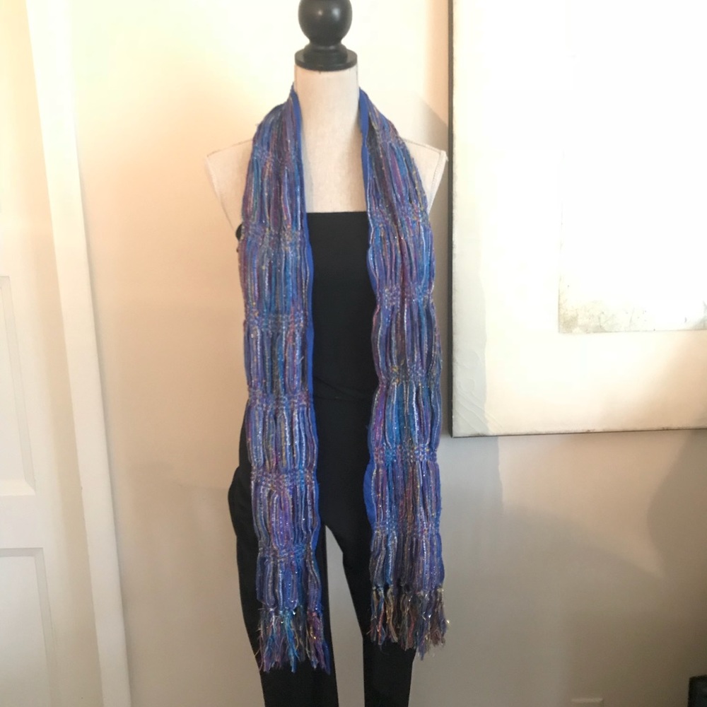 Royal blue & colorful with metallic pieces scarf